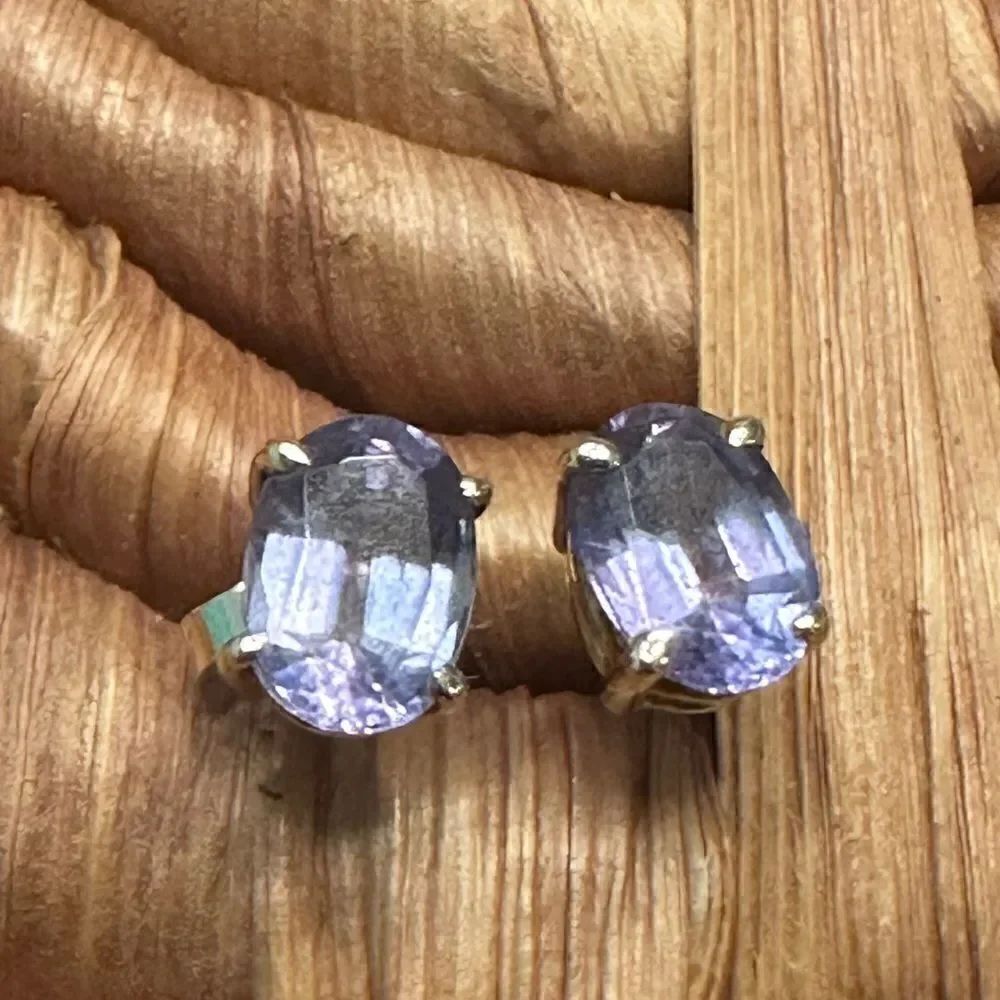 Brilliant Earth Solitaire Amethyst 14Kt Gold Stud Earrings